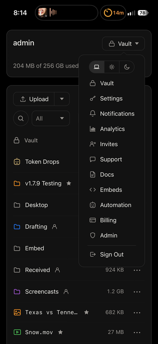 A screenshot of the quattle progressive web app on iOS 27.2 showing a correctly displayed interface while a nav menu is open on-screen.